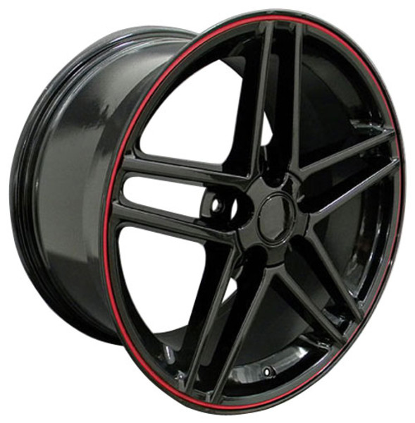 OE Wheels Corvette C6 ZO6 Replica Wheel - Black w/Red Stripe 17x9.5" (54mm Offset)